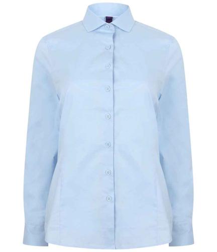 Henbury Ladies Long Sleeve Stretch Poplin Shirt - LBL - M